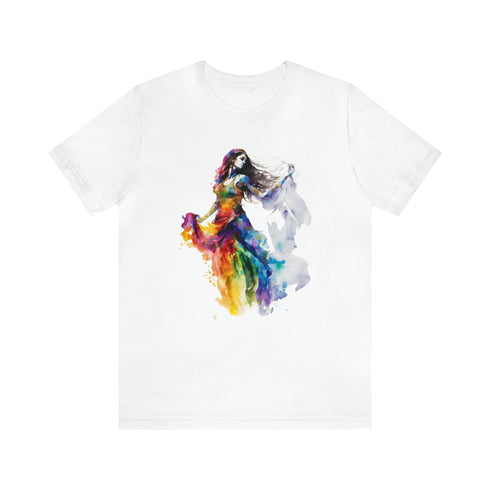 Rainbow Belly Dancer's Pose - Short Sleeve Tee White
